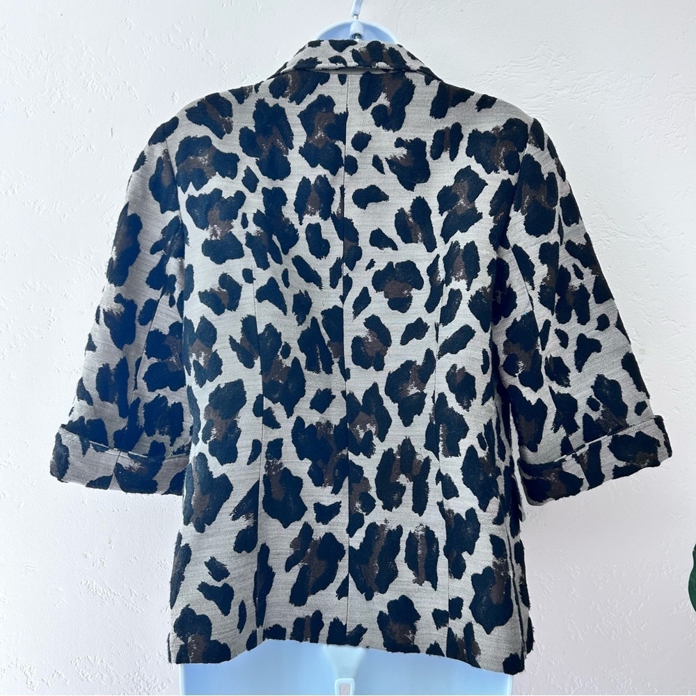 LAFAYETTE 148 Wool Jacquard Leopard Print Blazer Size 6 - Picture 6 of 13